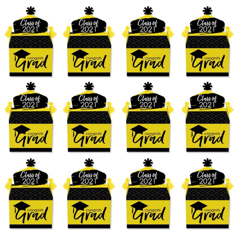 Big Dot of Happiness Yellow Grad - Best is Yet to Come - Treat Box Party Favors - 2021 Yellow Graduation Party Goodie Gable Boxes - Set of 12