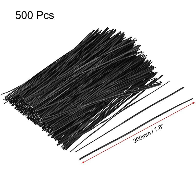 Metallic Twist Ties 200mmx18mm Plastic Black Cable Cord Ties 500pcs