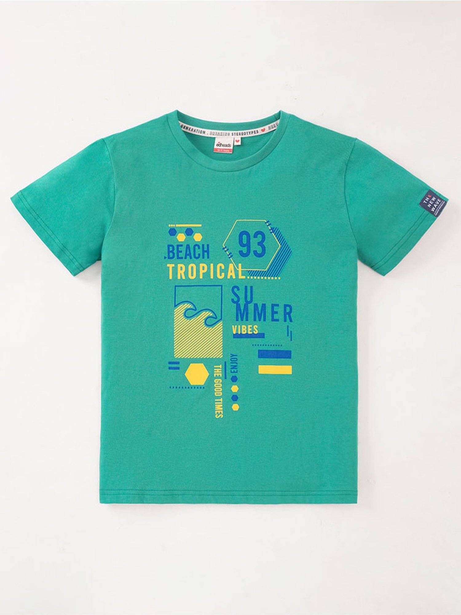 Edheads Kids Teal Blue Cotton Printed T-Shirt