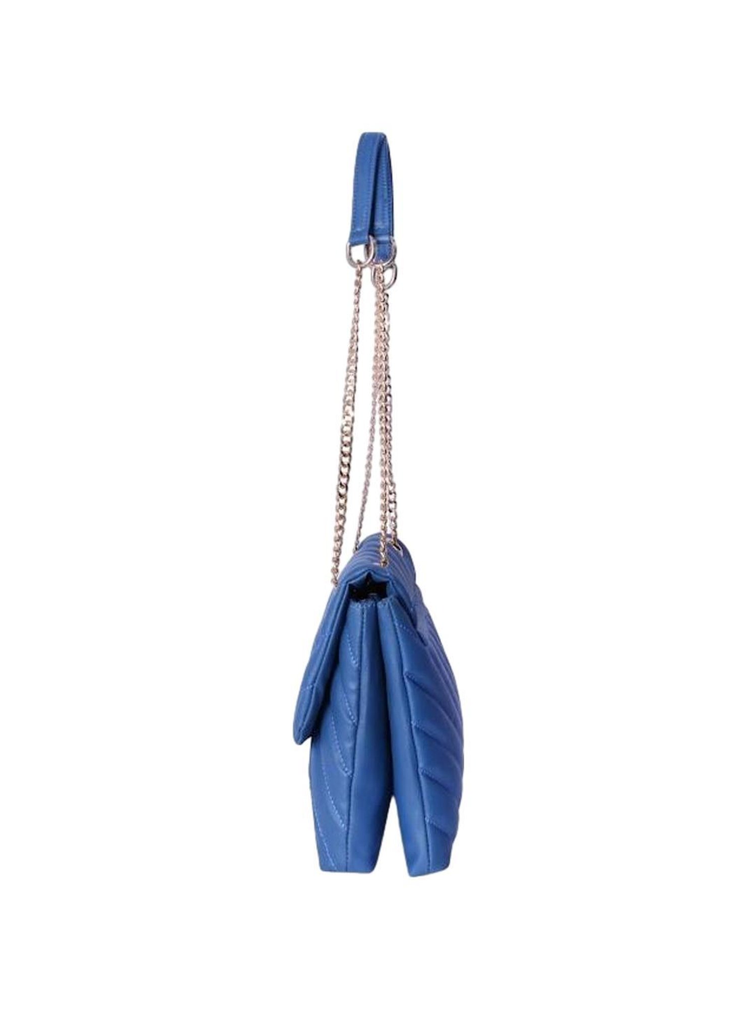THE HOLISTIK Glamiitque Royal Blue Quilted Medium Sling Handbag