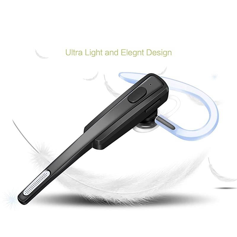 Bluetooth Headset,  Wireless Business Earpiece V4.1 Lightweight Noisy Suppression Bluetooth Earphone with Microphone for Phone/Laptop/Car (Black+Case)