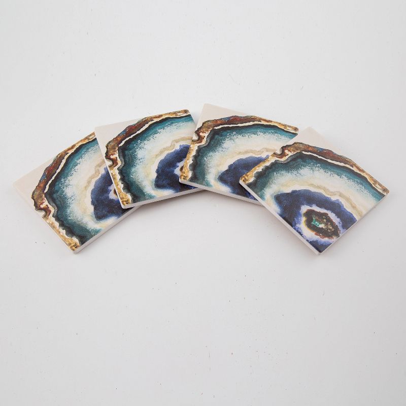 4pk Ceramic Blue Agate Print Coasters - Thirstystone