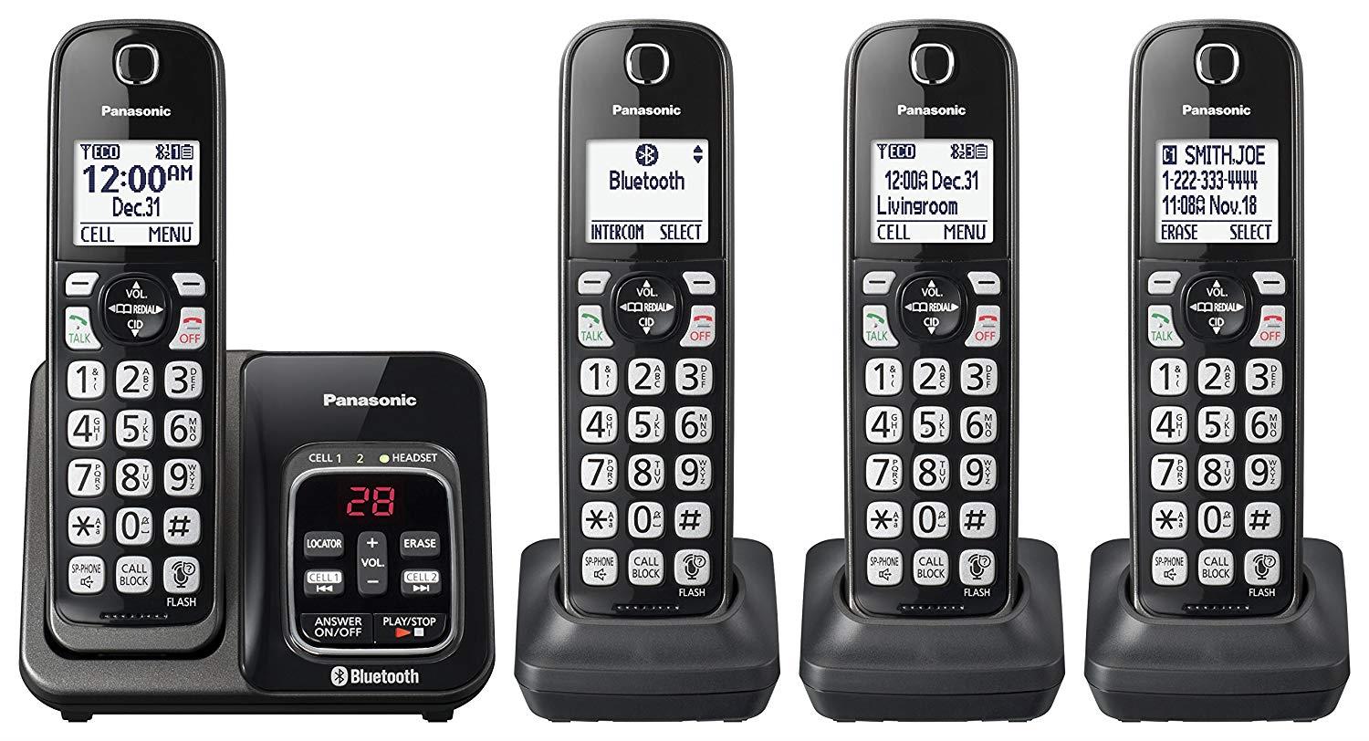 Panasonic KX-TGD564M Link2Cell Bluetooth Cordless Phone with Voice Assist and Answering Machine - 4 Handsets