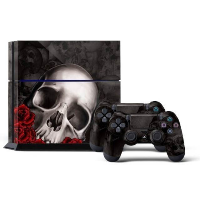 Sony PS4 PlayStation 4 Console Skin plus 2 Controller Skins - Bones Black