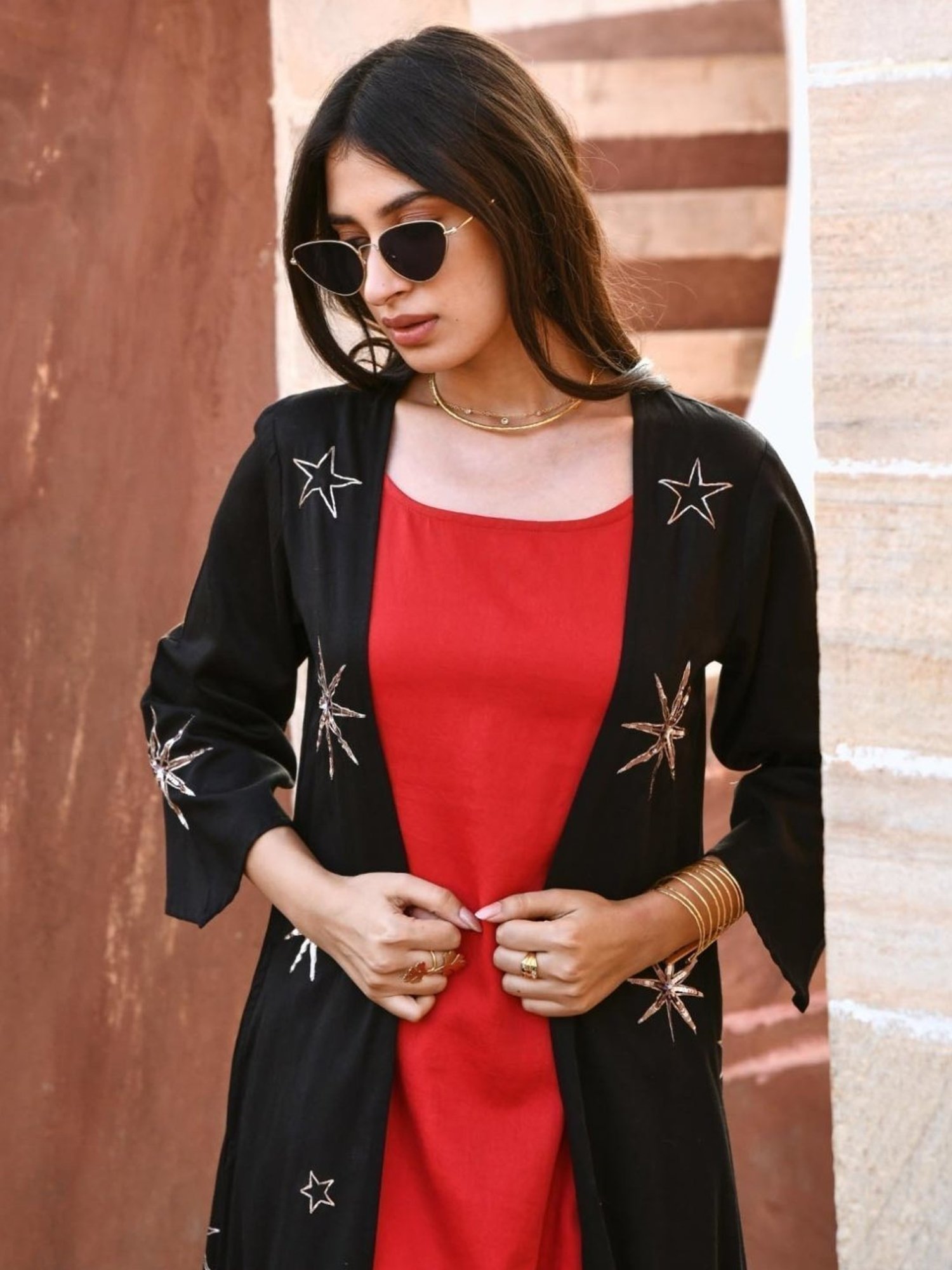 Gulaal Black Kashvi Star Sequin Embroidered Cover-up Jacket