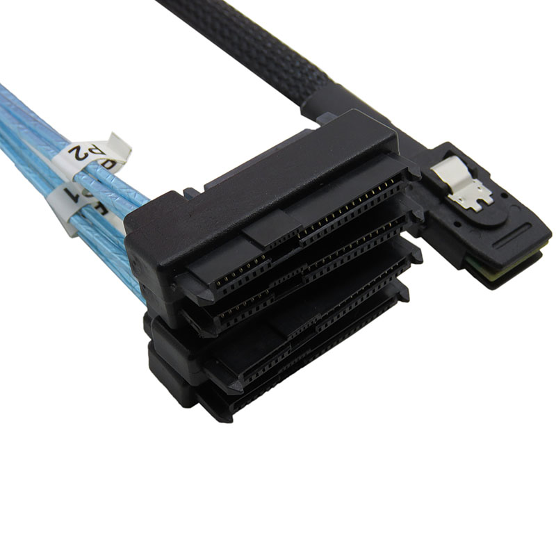 CableDeconn Internal Mini SAS 36pin SFF-8087 to (4) 29pin+15Pin SFF-8482 connectors with SATA Power 0.5M