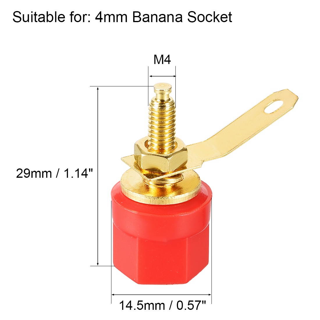 2 Pairs Binding Post Terminal, M4 Thread Power Amplifier Speaker Connector, Banana Plug Jack Socket 1.14-inch Length