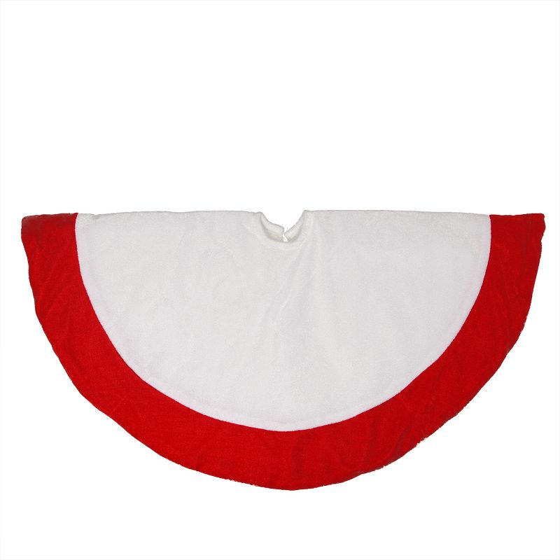 Northlight 26" Traditional White and Red Velveteen Christmas Tree Skirt