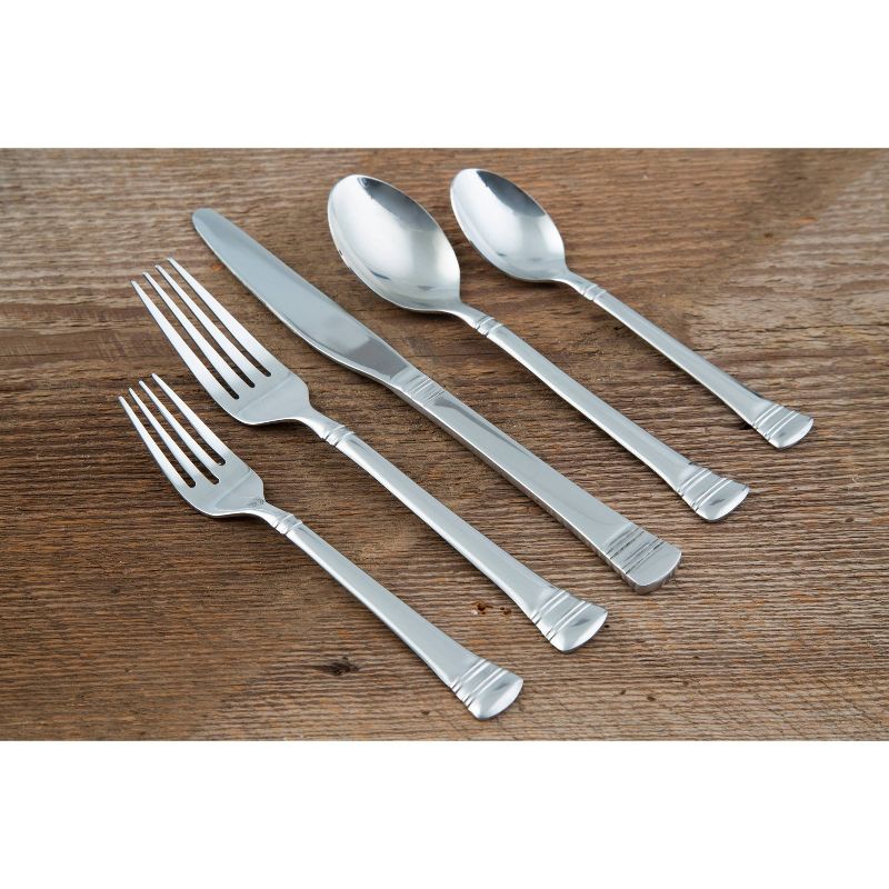 41pc Stainless Steel Burbank Mirror Silverware Set with Holder - Cambridge Silversmiths