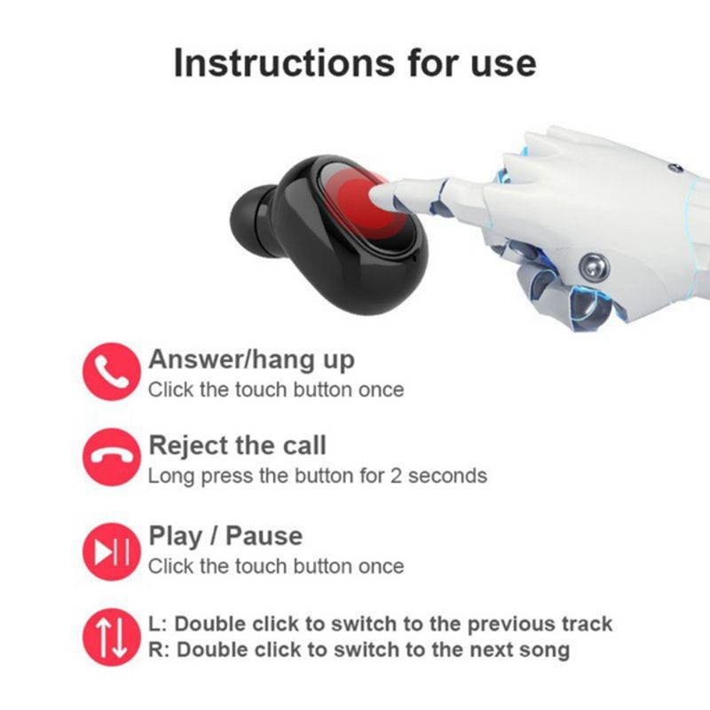 True Wireless Earbuds Bluetooth Headphones Touch Control with Wireless Charging Case IPX5 Waterproof TWS Stereo Earphones in-Ear Built-in Mic Headset Premium Deep Bass for Sport