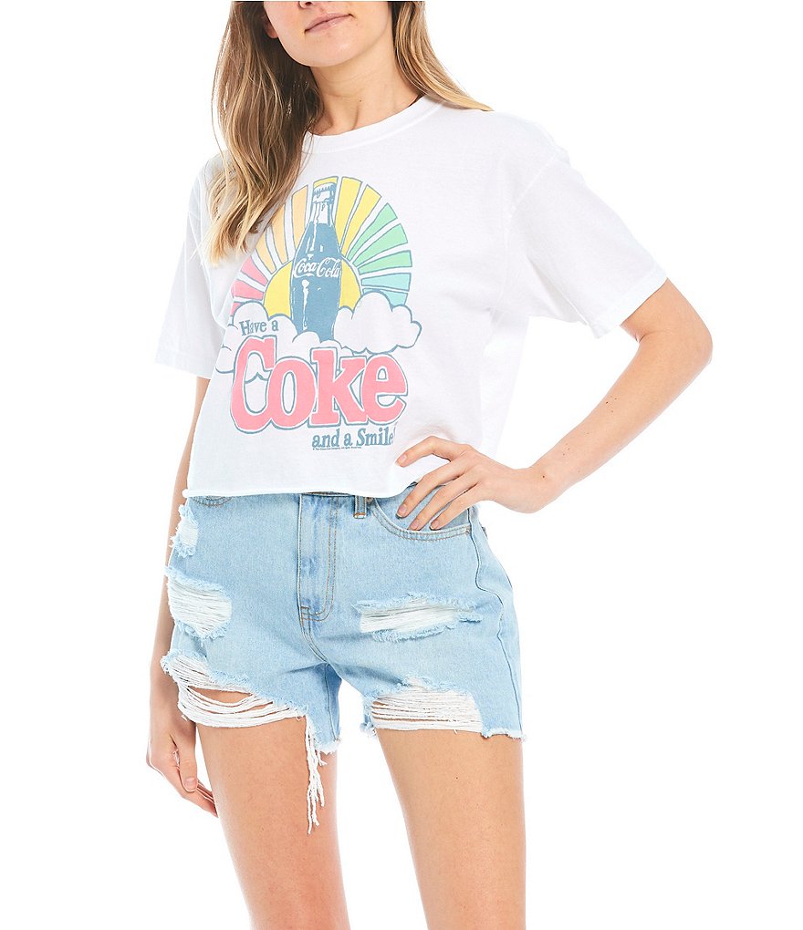Junk Food Rainbow Coke Short Sleeve Cropped Graphic Tee
