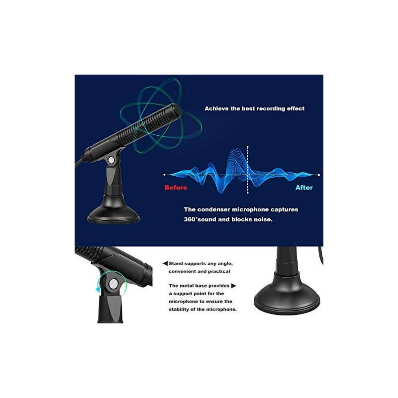 Computer Microphone Desktop Microphone Condenser Microphone for Computer PCLaptopMACWindowsGamesStreaming BroadcastSkypeYouTube Videos Chatting