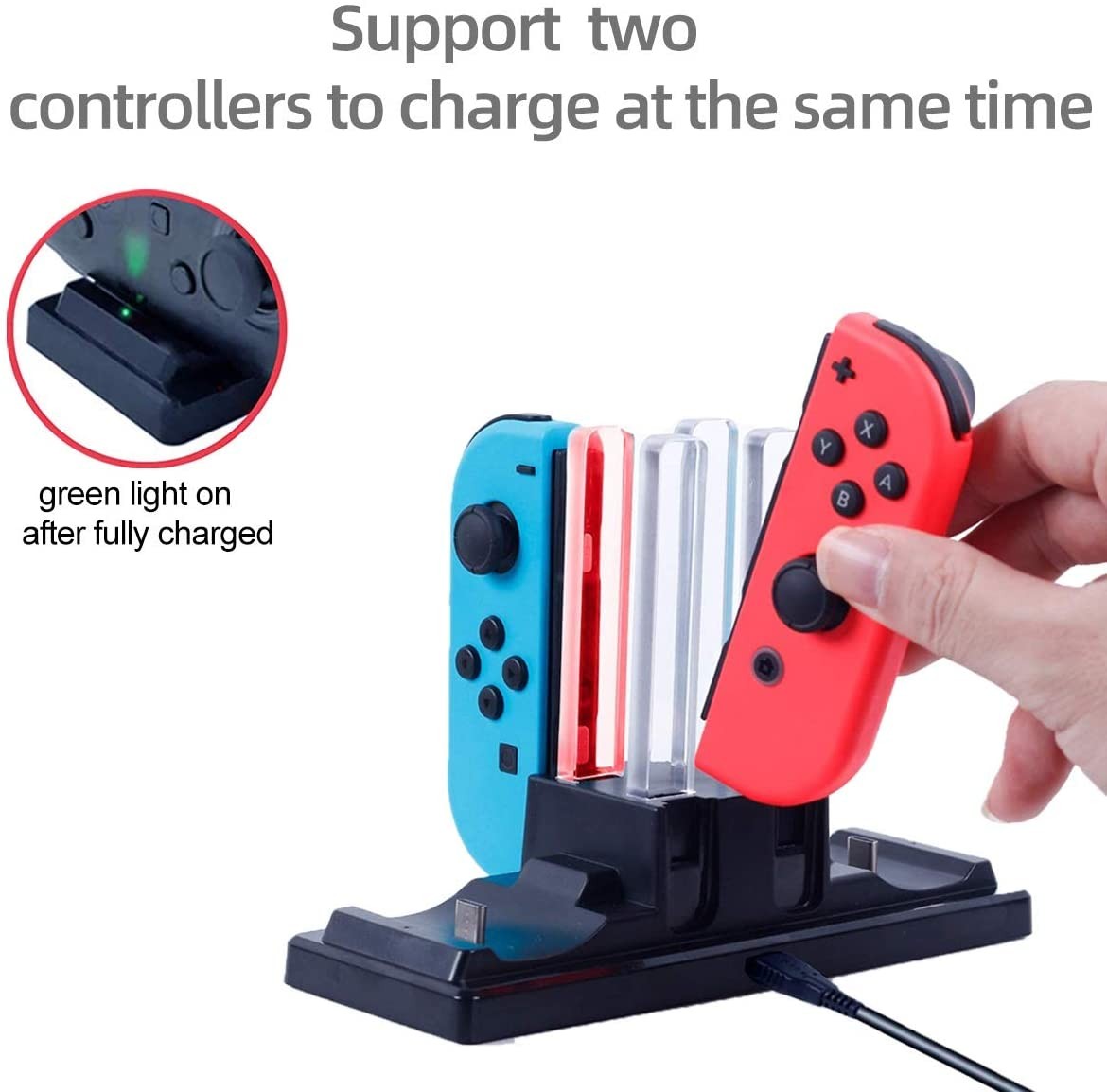 6 In 1 Charger Dock for Nintendo Switch Joy-Con Controllers and Pro Con,Controller Charging Dock for Nintendo Switch