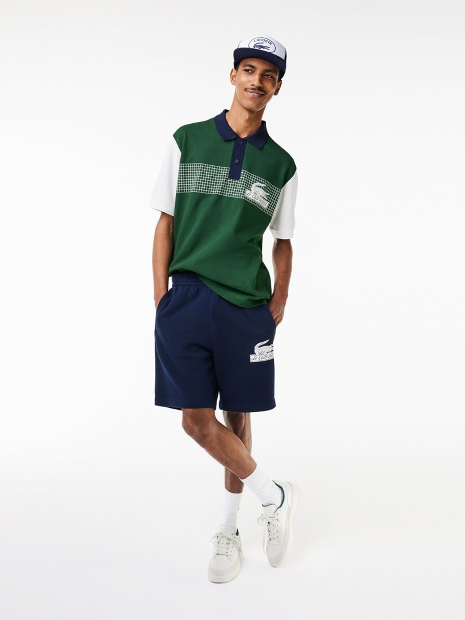 Lacoste Green Cotton Loose Fit Printed Polo T-Shirt