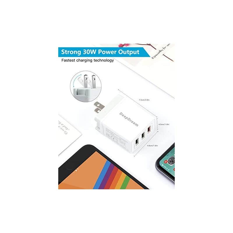 USB Wall Charger 30W Fast USB Wall Plug 2Pack 3Port USB Charger  Charger Block with QC 30 Foldable Plug Adapter for iPhone 11 ProMAXXXSXRXS Max876Plus iPad Samsung and More