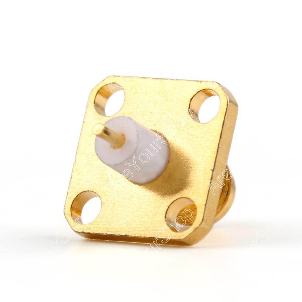 10 pcs Connector RP-SMA Female Plug 4-hole 12.7mm Flange Solder Panel Mount Straight  mi