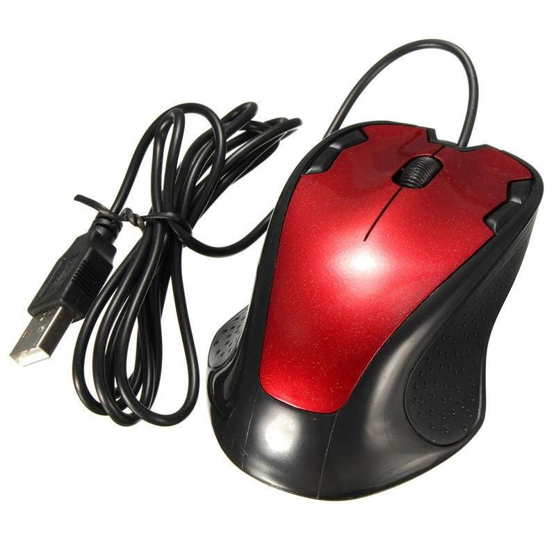 For PC Computer Laptop Desktop USB Wired 1800 DPI Optical Gaming Mouse Mice - red