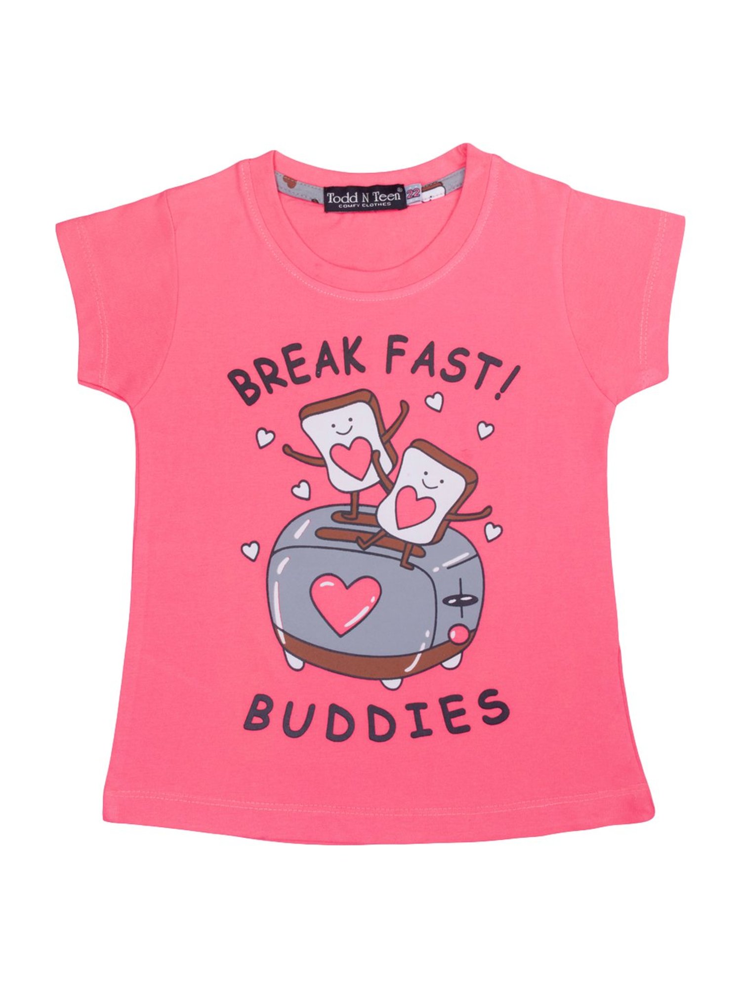 Todd N Teen Kids Pink Cotton Printed T-Shirt & Capris