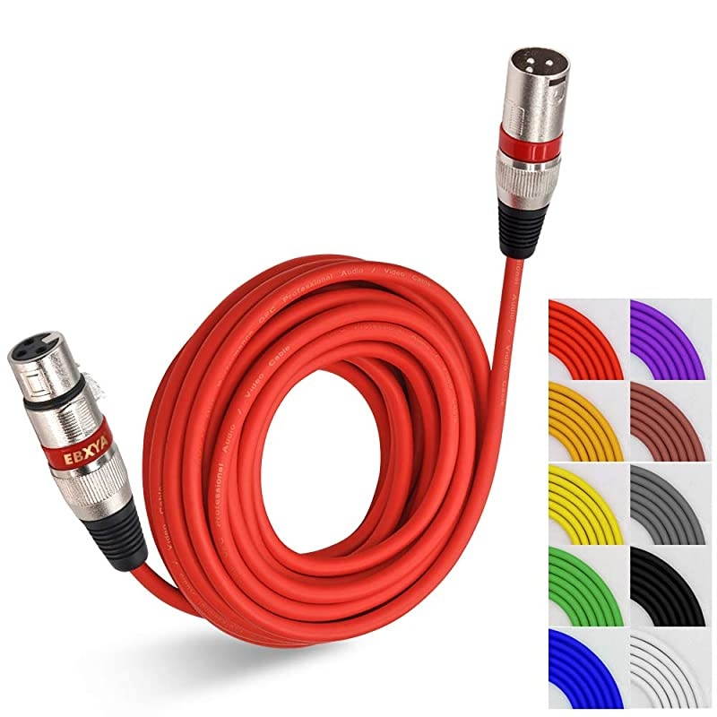 25 Feet XLR Cable Audio Cords-  25ft Microphone Patch Cable Balanced, 10 Color Packs
