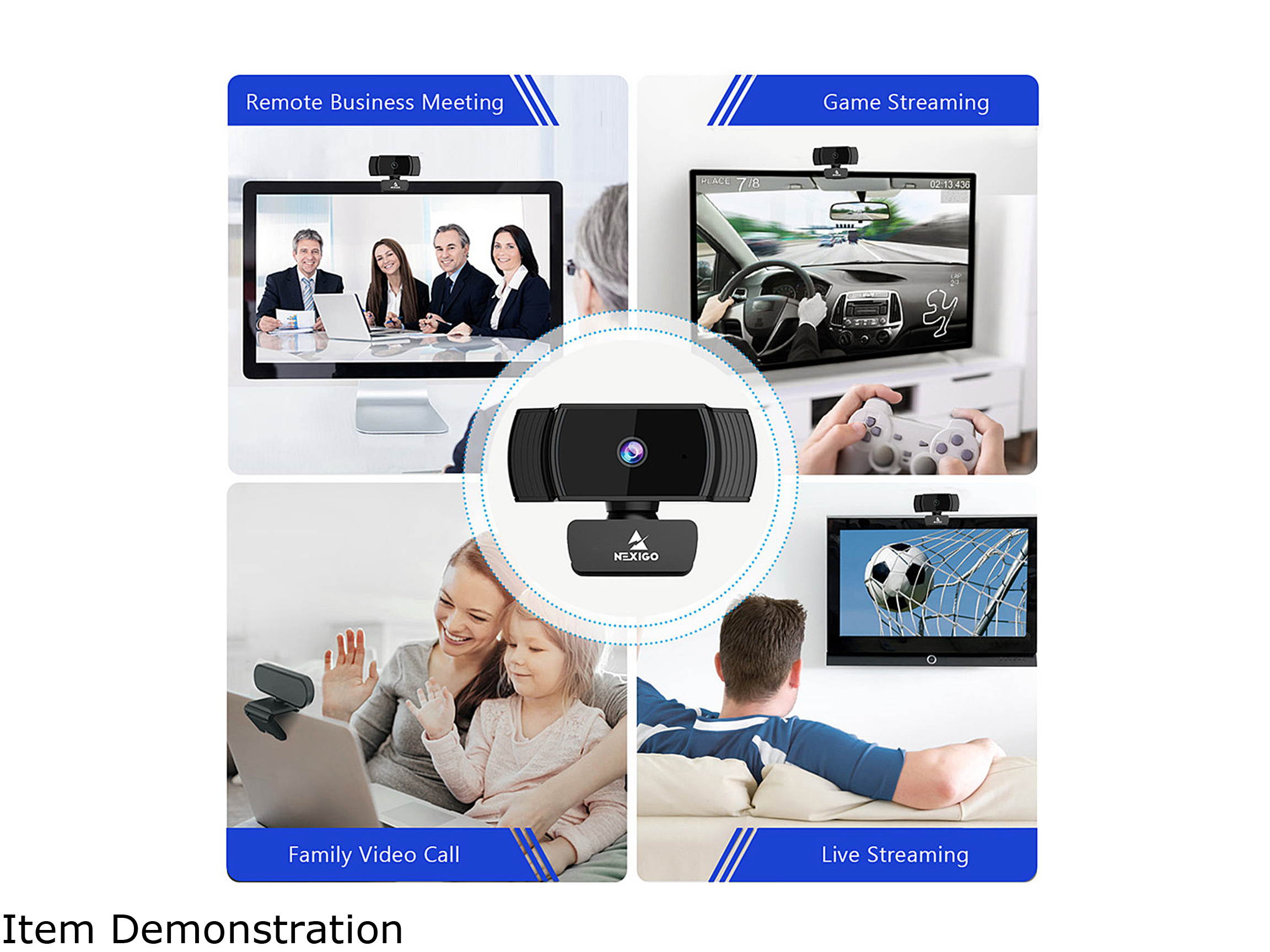 NexiGo AutoFocus 1080p Webcam with Stereo Microphone, Privacy Cover and Software Control, N930AF FHD USB Web Camera, Compatible with Zoom/Skype/Teams/Webex, PC Mac Desktop