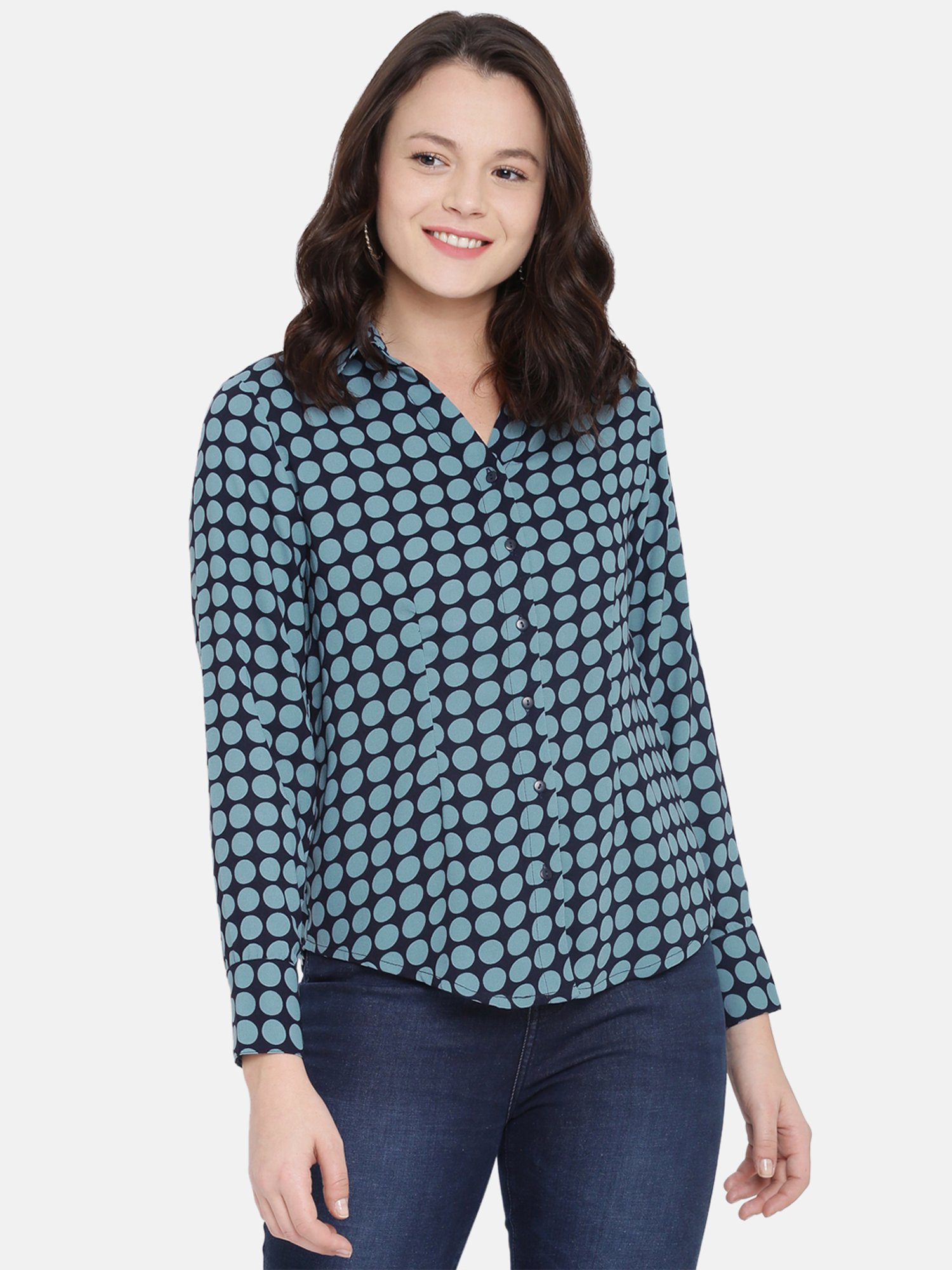 ISU by Radhika Apte Blue Polka Dot Shirt