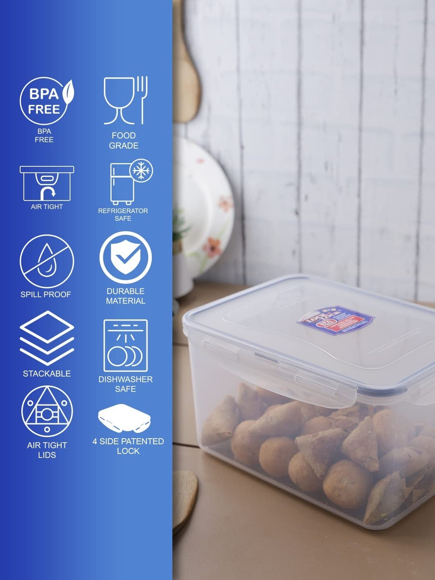 Lock & Lock Transparent Plastic Airtight Fridge Containers with Lid