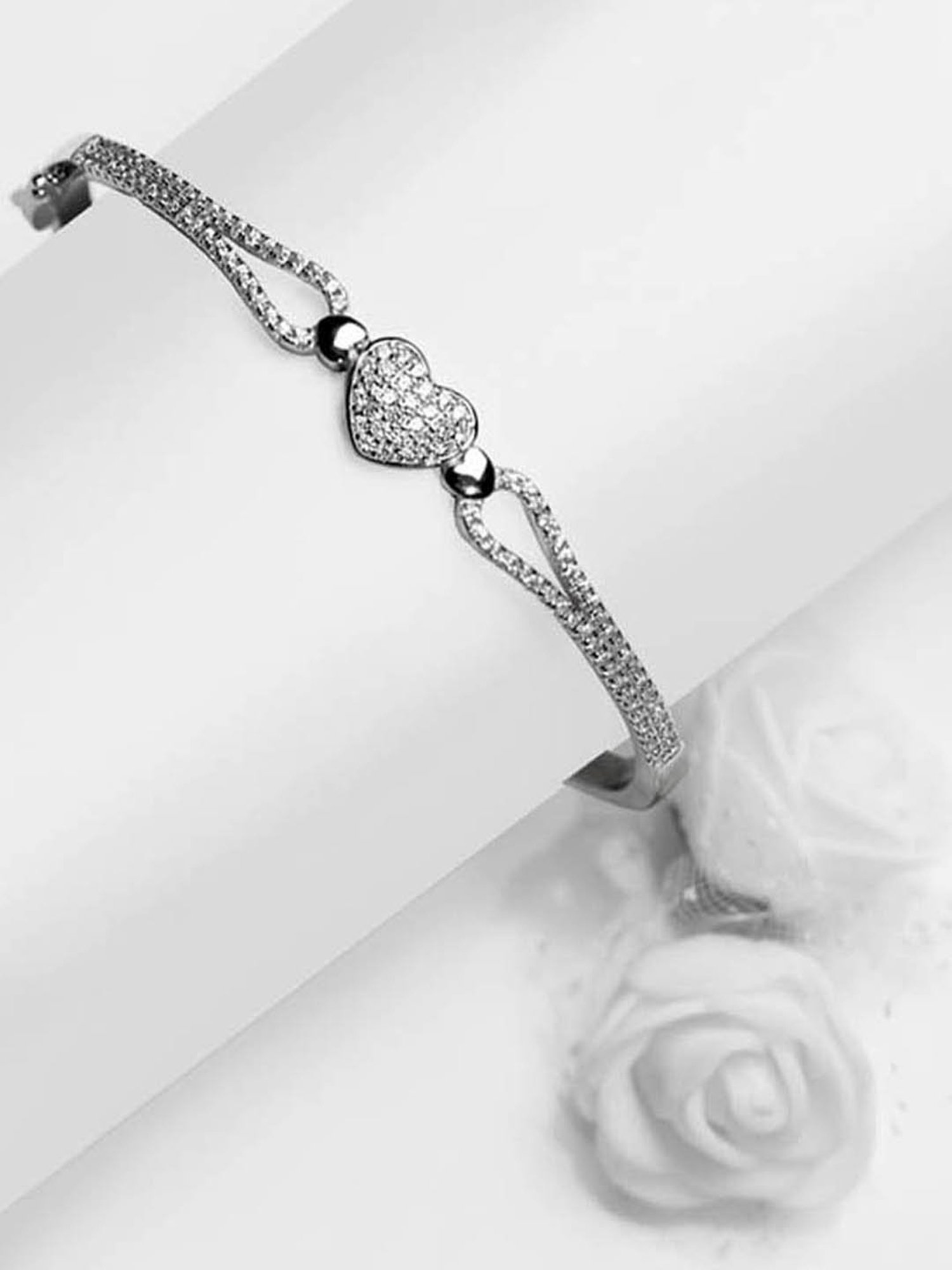 GIVA 92.5 Sterling Silver Heart Bracelet for Women