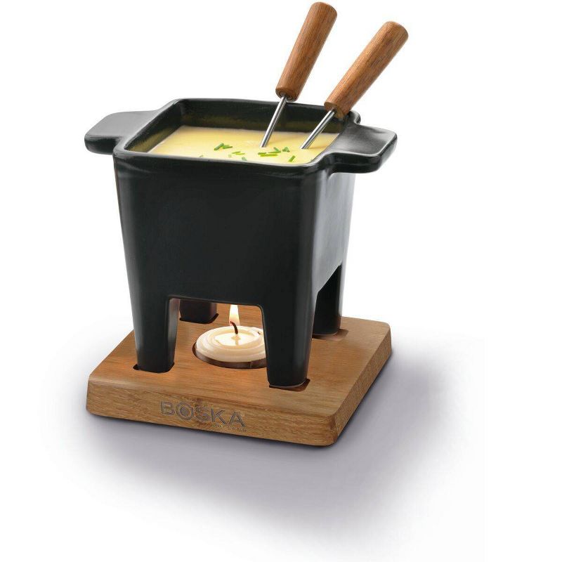 Boska Ceramic and Oak Fondue Pot Set