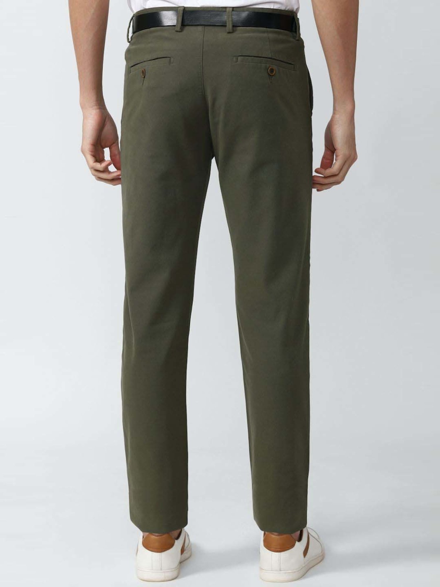 Peter England Casuals Green Super Slim Fit Trousers