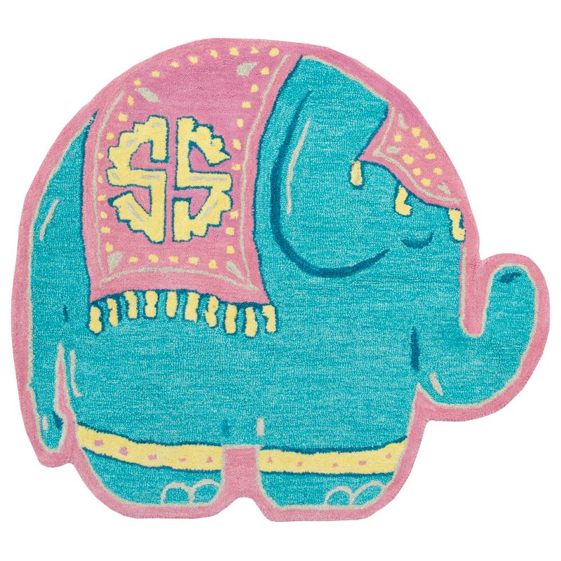 3'X3' Tufted Elephants Round Accent Rug Blue - Rizzy Home