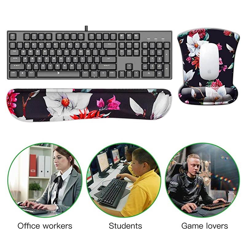 Keyboard Wrist Rest Pad and Mouse Wrist Rest Support Mouse Pad Set Galaxy Cute Memory Foam Non Slip Gel Wrist Rest Mouse Pad for GamingWorkingOffice Home Set6