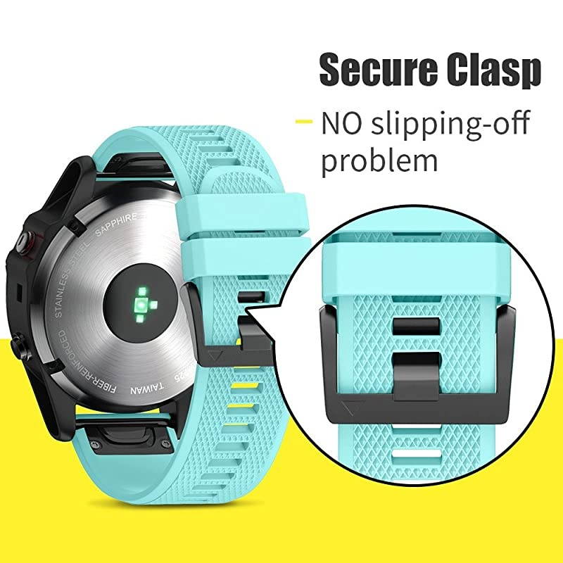 Compatible with Fenix 5 Band Easy Fit 22mm Width Soft Silicone Watch Strap Replacement for Fenix 5Fenix 5 PlusForerunner 935Approach S60Quatix 5 Mint