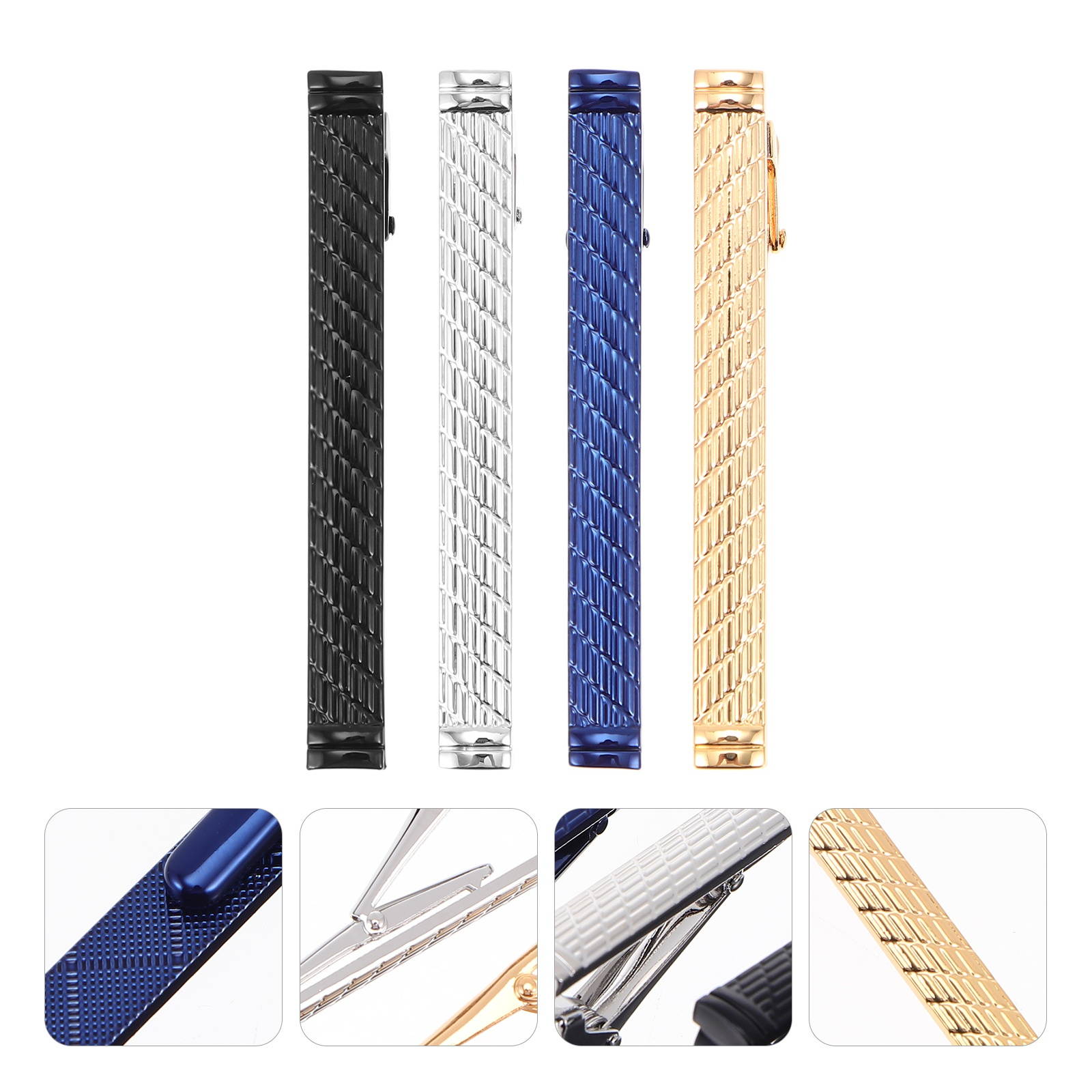 4Pcs Men Tie Bars Necktie Clamps Tie Clips Delicate Necktie Clasps for Men Working Office