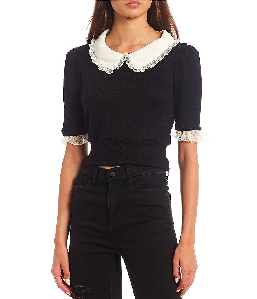 Lily Star Ruffle Collar Short Sleeve Top