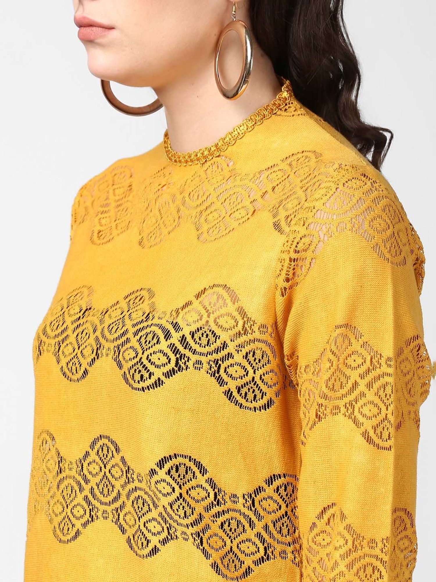 StyleStone Mustard Lace A-Line Top