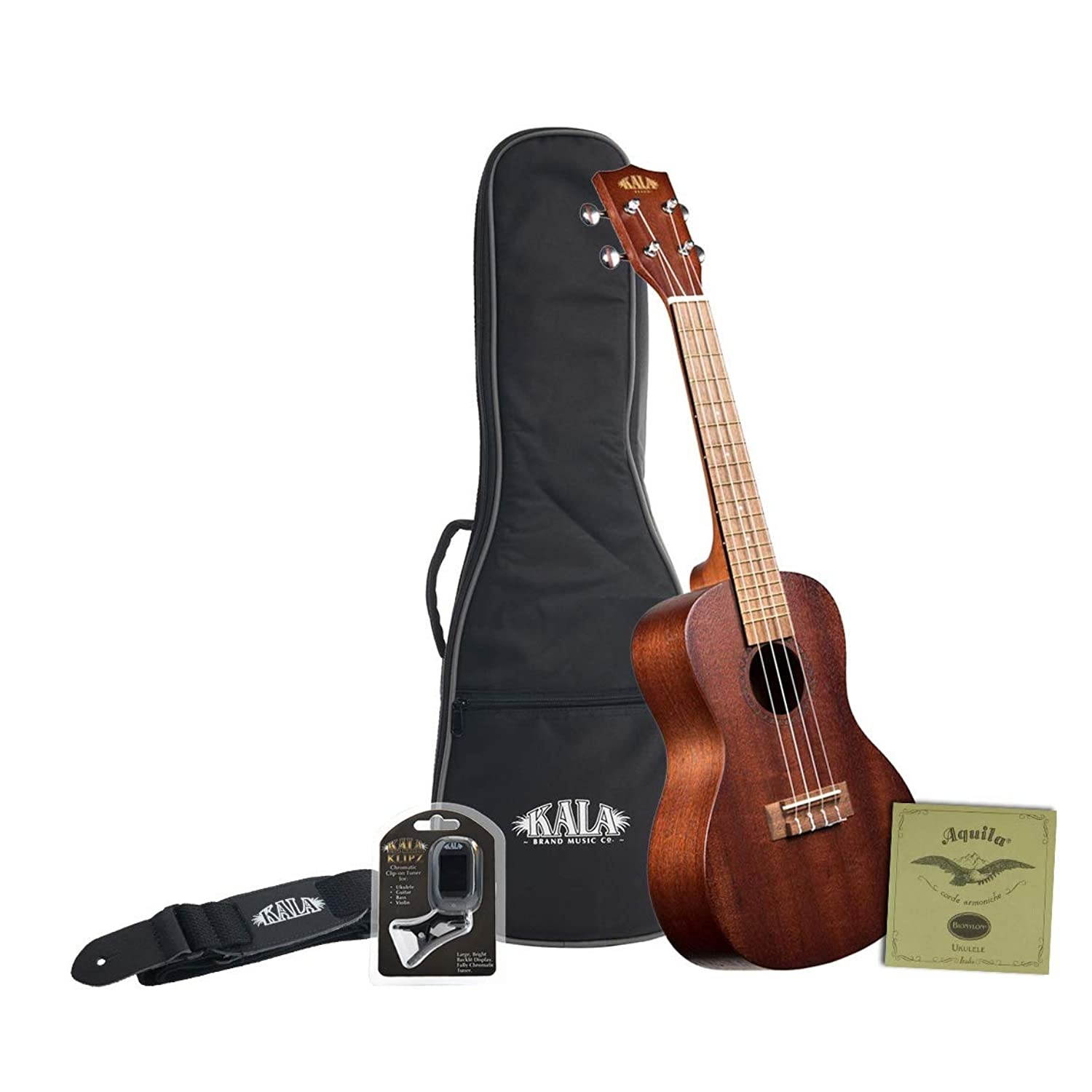 Kala KA-15T Satin Mahogany Tenor Ukulele with Bag, Strap, Strings and Tuner