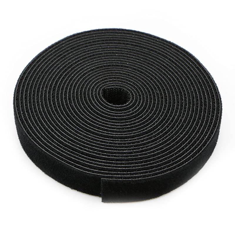 Reusable Fastening Tape Cable Ties 34 Inch Double Side Hook Roll 5 Yard Black