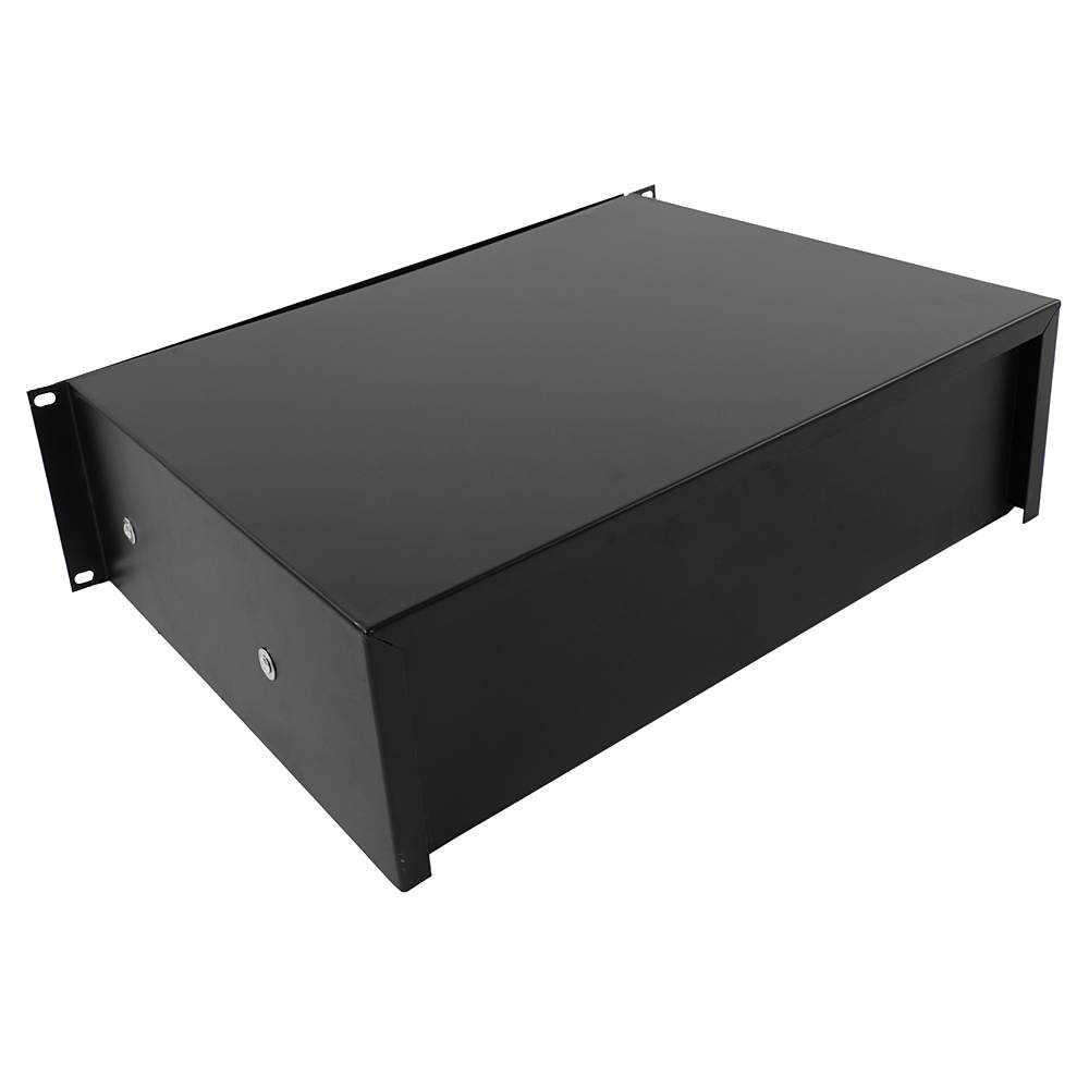 3U Pro Rack Case 19" Steel Plate DJ Drawer Equipment Cabinet w/Key Black