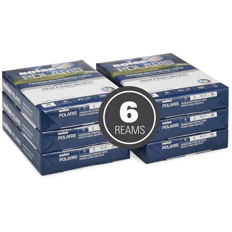 Boise POLARIS Premium Multipurpose Paper 8 1/2 x 11 28lb White 3000 Sheets/Carton POL2811