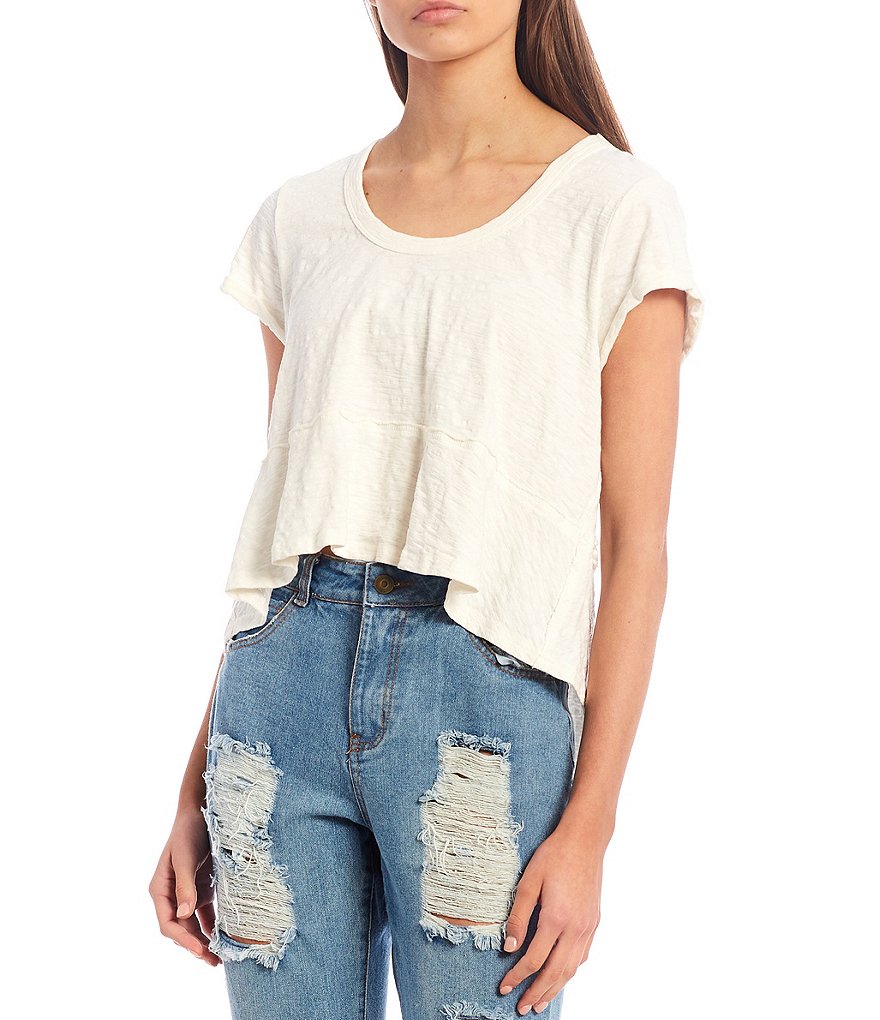 C&V Chelsea & Violet High Low Cap Sleeve Knit Tee