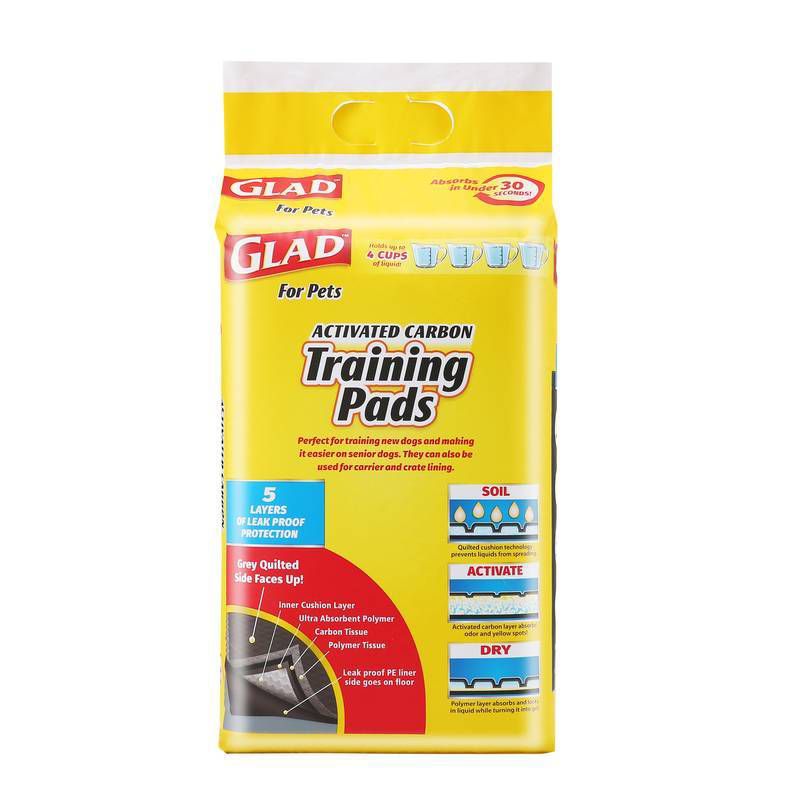 Glad Activated Carbon Training Pads for Puppies and Senior Dogs - 30ct