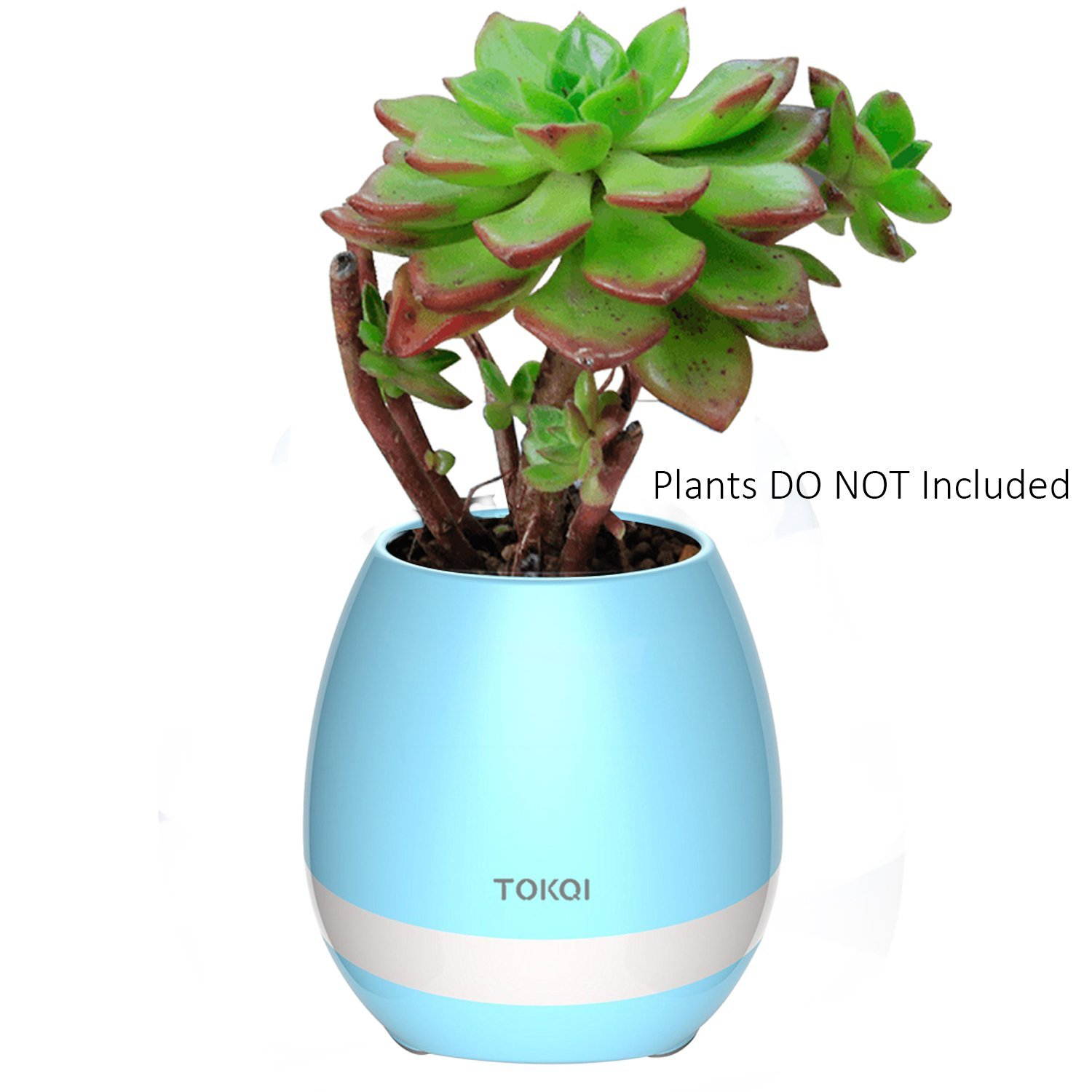 TOKQI Music Flowerpot,Luyuan Touch Plant Piano Music Playing Flowerpot Smart Multi-color LED Light Round Plant Pots Bluetooth Wireless Speaker (whitout Plants)