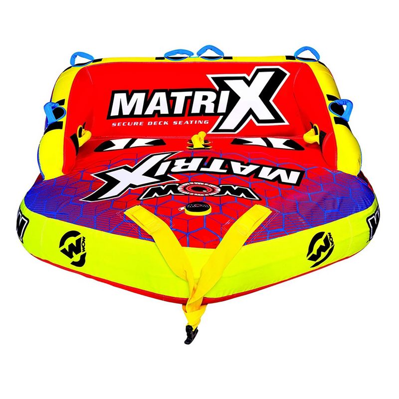 WOW Watersports 1-4 Person Matrix Towable Inflatable Water Boating Deck Tube with Multiple Riding Options