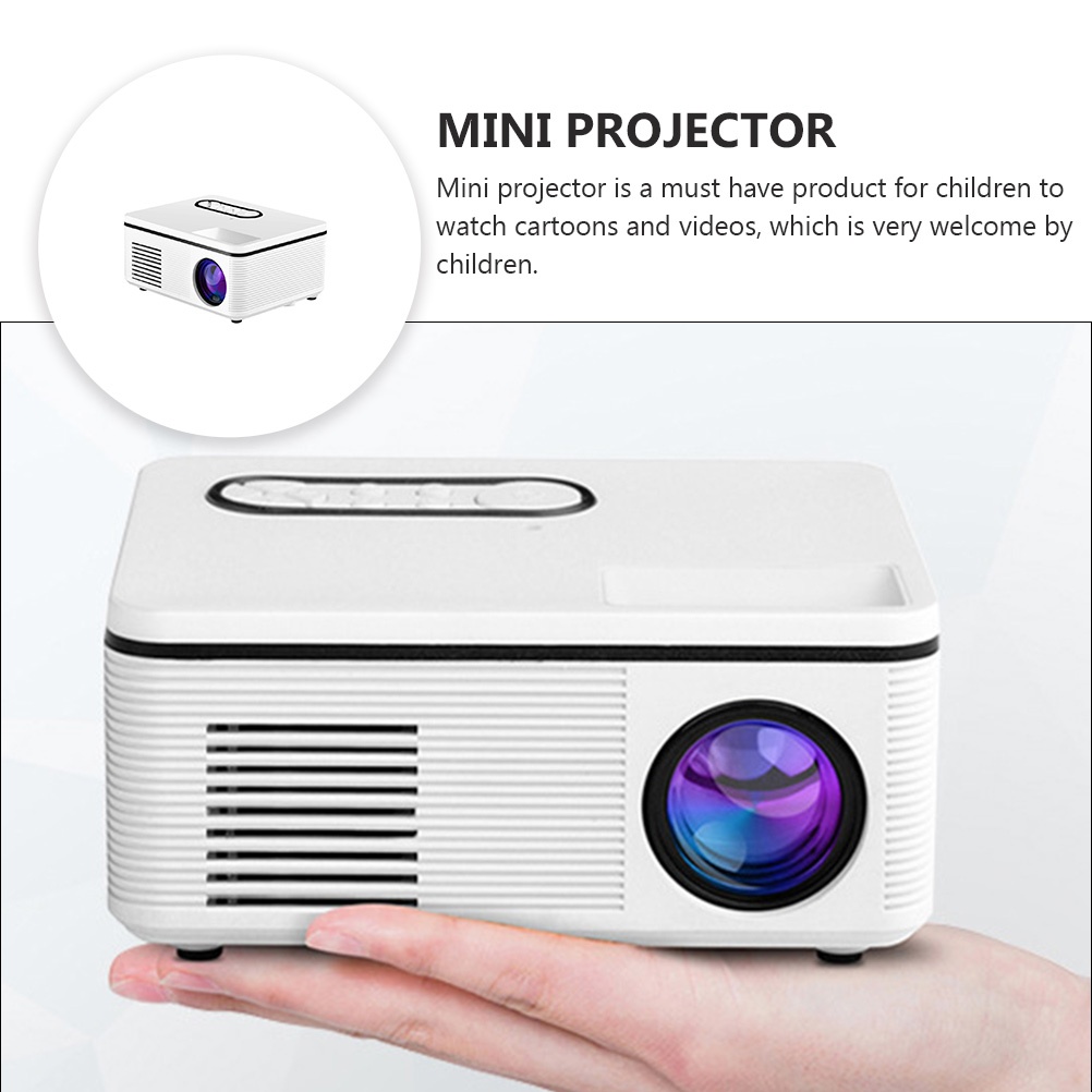 FRCOLOR 1080P HD LED New Mini Projector, Portable LED Cartoon, Movie, Children's Gft Projector, Home Theater Media Player Equipment