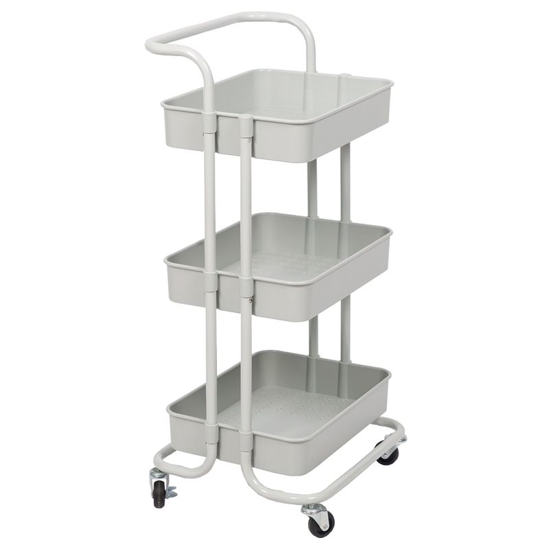 3 Tier Mobile Storage Caddy in Silver Gray - Pemberly Row