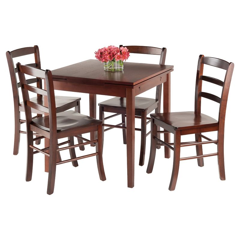 5pc Pulman Dining Set with Ladder Back Chairs Wood/Walnut - Winsome