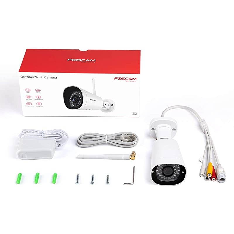 G2 1080P 25FPS WiFi Security Camera Alexa Compatible AI Human amp Motion Detection Free Cloud Service Included 65ft Night Vision with 30 IR LEDs IP66 Weatherproof for Indoor or OutdoorWhite