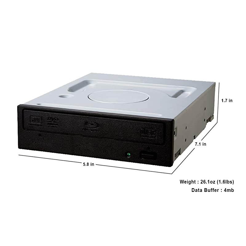 BDR212DBK Internal 16x Bluray Writer Drive with SATA Cable and Mounting Screws Burns CD DVD BD DL BDXL Discs
