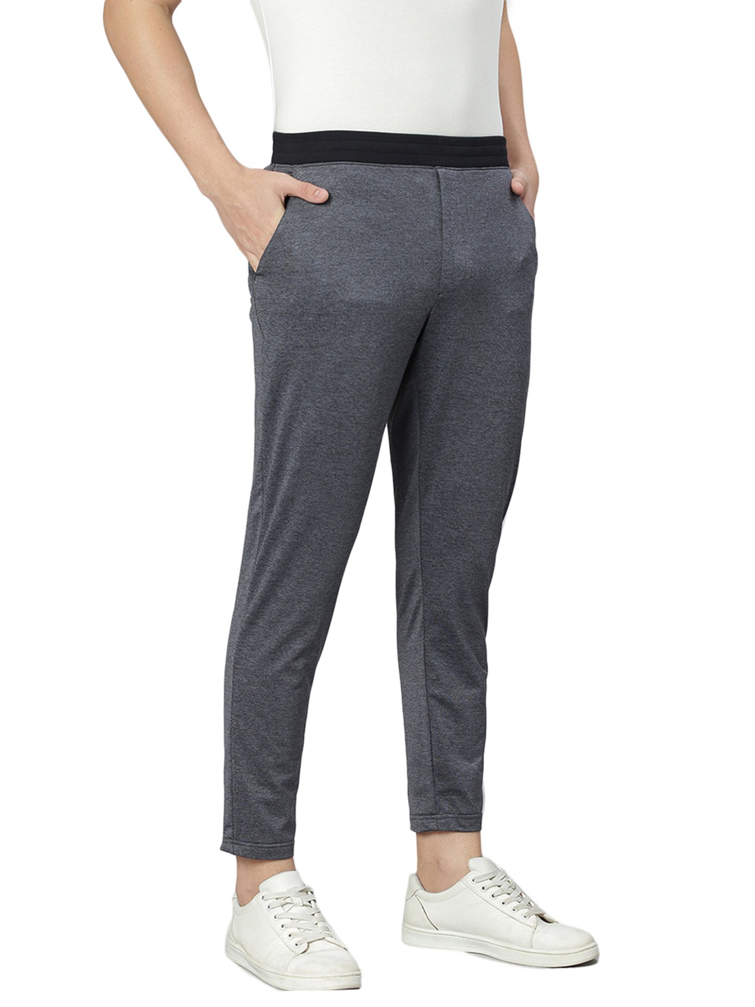 Slowave Grey Melange Regular Fit Trackpants