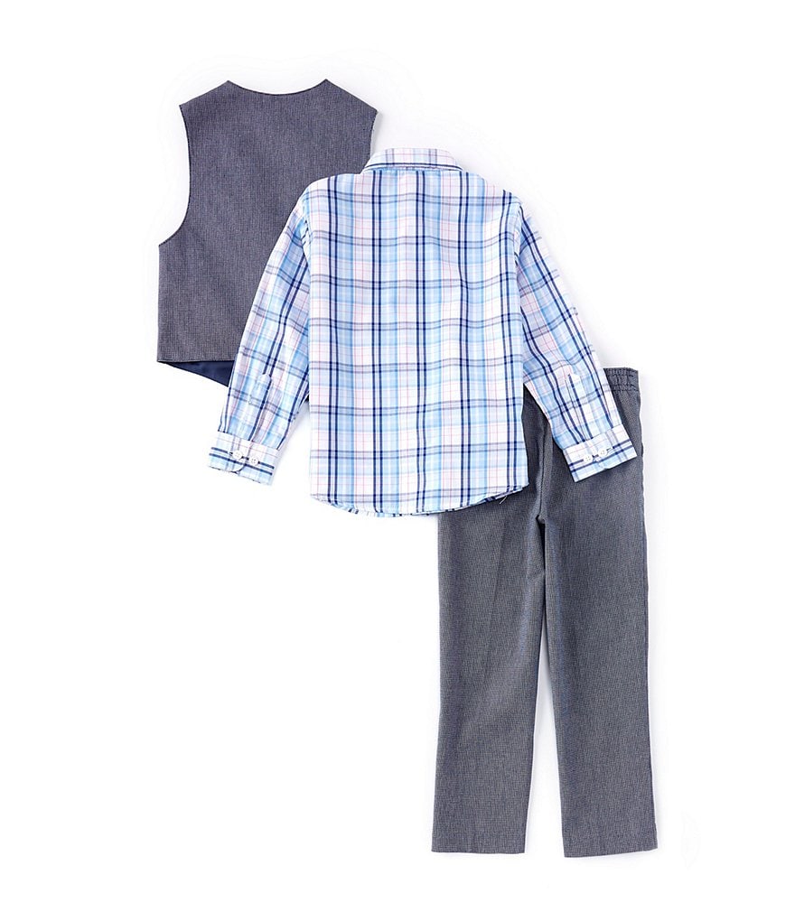 Class Club Little Boys 2T-7 Long-Sleeve Plaid Sport Shirt, Vest, Pant & Stripe Tie Set